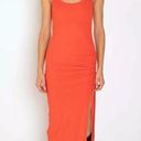 The Range  Alloy Rib Cinched Bodycon Midi Dress Fuego Red Orange Womens Medium Photo 1