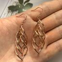 14K Rose Gold Plated Twist Leaf Dangle Earrings for Women Photo 3