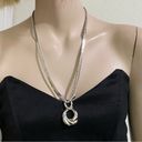 infinity Vintage NAPIER O-Ring  Drop Pendant Shiny Snake Chain Silver Necklace Photo 3