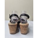 Blossom Born  Black Leather Slingback Open Toe Cork Wedge Shoes Women's Size 9M Photo 5