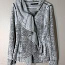 Blanc  NOIR Jacket Drape Style Full Zip Soft Fleece Burnout Style Size Small Gray Photo 0