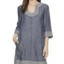 Trina Turk  Tunic Chambray Linen Shift Dress Minimalism Size M Capsule Wardrobe Photo 0