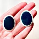 Vintage Blue  oval pierced retro style earrings Photo 0