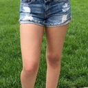 Sneak Peak Cuffed Hem Distressed Denim Shorts  Photo 0