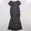 Isabel Maternity  Womens Size XS Scoop Neck T-Shirt Floral Navy Midi Dress Photo 3