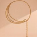 Golden Plated Tassel Belt Chain Elegant Alloy‎ Accessory Versatile Style Gold Photo 3