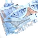 For Love & Lemons NWT  Small daisy lace long line Bra sky blue Photo 5