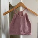 Free People Movement Pink Halter Neck Ribbed Crop Top Photo 0