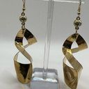 Twisted Golden Copper Toned Hammered Dangle  Earrings Photo 0