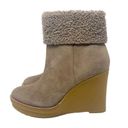 Ralph Lauren NEW LAUREN  Steph Shearling-Cuff Wedge Booties Taupe Size 9.5 Photo 3