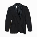 ZARA NEW  Satin Trim Solid Black One Button Structured Blazer Jacket Small Photo 0