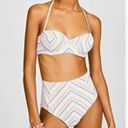 Kate Spade New York High Waist Bikini in Beach Stripe Seersucker Size Medium Photo 0