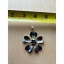 Petal Five  Dark Navy Blue Flower Necklace Pendant with Black Pistil Rhinestones Photo 11