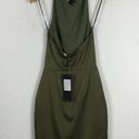 Elliatt NWT  Camo Olive Green Satin Halter Asymmetric Cocktail Mini Dress XS Photo 11