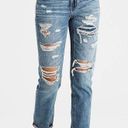 American Eagle  Size 4 Tomgirl Straight Baggy Distressed Jeans Stretch Raw Hem Photo 12