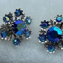 Vintage Blue  AB and silver clip earrings Photo 0