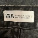 ZARA  Women's Black High Rise Straight Leg Stretch Cut Off Hem Denim Jeans Size 4 Photo 3