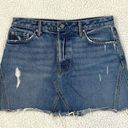 GRLFRND  Eva Mini Medium Wash Distressed Denim A-Line Skirt Size 29 Photo 0