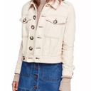 Free People  Ivory Ecru Eisenhower Button Up Jean Jacket Small Photo 8