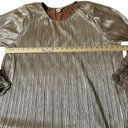 Ava & Viv Long Sleeved Champagne Metallic Plisse Scoop Neck Blouse 3X EUC Photo 6