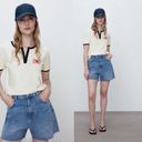 ZARA  The 90's Bermuda Long Line Frayed Hem Jean Shorts Size 8 Photo 5