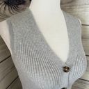 Pink Rose Light Heather Grey Button Down Ribbed Knit Sweater Tank Dress Photo 4