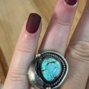 Vintage Blue  Turquoise Leaf Ring, Sterling Silver Native American Ring Sz 5.5 Photo 1