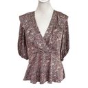 Ted Baker  Printed Frill Top Balloon Sleeves Deep Purple Leven Womens Size 2 US6 Photo 1