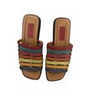 Coldwater Creek  Women's Leather Sandals Slides Size 7M Square Toe Multicolor Photo 2