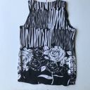 Dress Barn  Sleeveless EmbellishTunic Top Medium Black White Floral Abstra… Photo 9