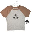 Grayson Threads  Raglan Women's Small Athletic Heather Cropped Teddy Bear TShirt Photo 0