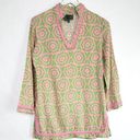 Sail To Sable  Linen Blend Pink Green Geometric Classic Tunic Dress Size S Photo 0