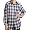 Vince  blue plaid button up blouse shirt Photo 9