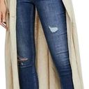 Free People Blue Great Heights Frayed Hem Distressed Skinny Straight Leg Jeans Photo 6