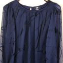 DKNY  Women’s Patterned Chiffon Navy Blue Black Sheer Long Sleeve Shift Dress Photo 1