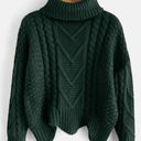 Zaful  Womens Cable Knit Turtleneck Pullover Sweater Green One Size NWT Photo 0