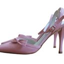 BCBGirls VTG  Leather Pumps Slingback Pointed Toe Bow Stiletto 3.5 Heels Pink 7 Photo 3