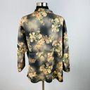 Solitaire  Faux Suede Gray Brown Floral Print Open Front Cardigan Women's Large L Photo 4