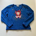 JACK Vintage  be quick Santa sweater v neck blue beaded size medium Photo 0