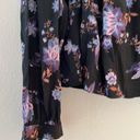 Rebecca Minkoff  Blouse Maggie Top Button Front & Neckties Sz L NWT Floral Black Photo 8