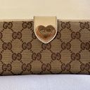 Gucci Heart GG Logo Canvas Leather Long Bifold Wallet 🍀 Photo 0