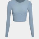 Halara  Cropped Sports Top Thumb Hole Blue X-Large HT11 Photo 3