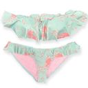 Beach Riot  bikini, aqua blue pink unicorn print Flutter ruffle (top M, Bottom L) Photo 0