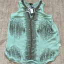 Alberto Makali NWT  sheer beaded aqua sleeveless blouse sz S Photo 4