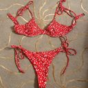 Red White Floral Bikini XS Underwire Bra Photo 0