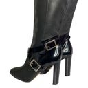 Jimmy Choo  Knee High Leather Pull On Heeled OTK Boots Black Size 38 Photo 4