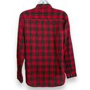 Nordstrom Vintage  Button-Up Shirt Women Plaid Long Sleeve Red Collar Tomboy Work Photo 5