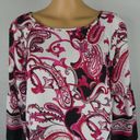 Joseph Ribkoff  Vanilla Multi Paisley Pink Tie Side blouse 3/4 Sleeve New NWT 6 Photo 3