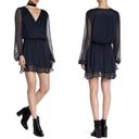 Free People  black dahlia long sleeves chiffon swiss dot mini dress size large Photo 2