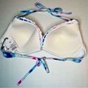 Shade & Shore  White & Blue Tie-Dye Crochet Light Lift Bikini Top Size 36D New! Photo 8